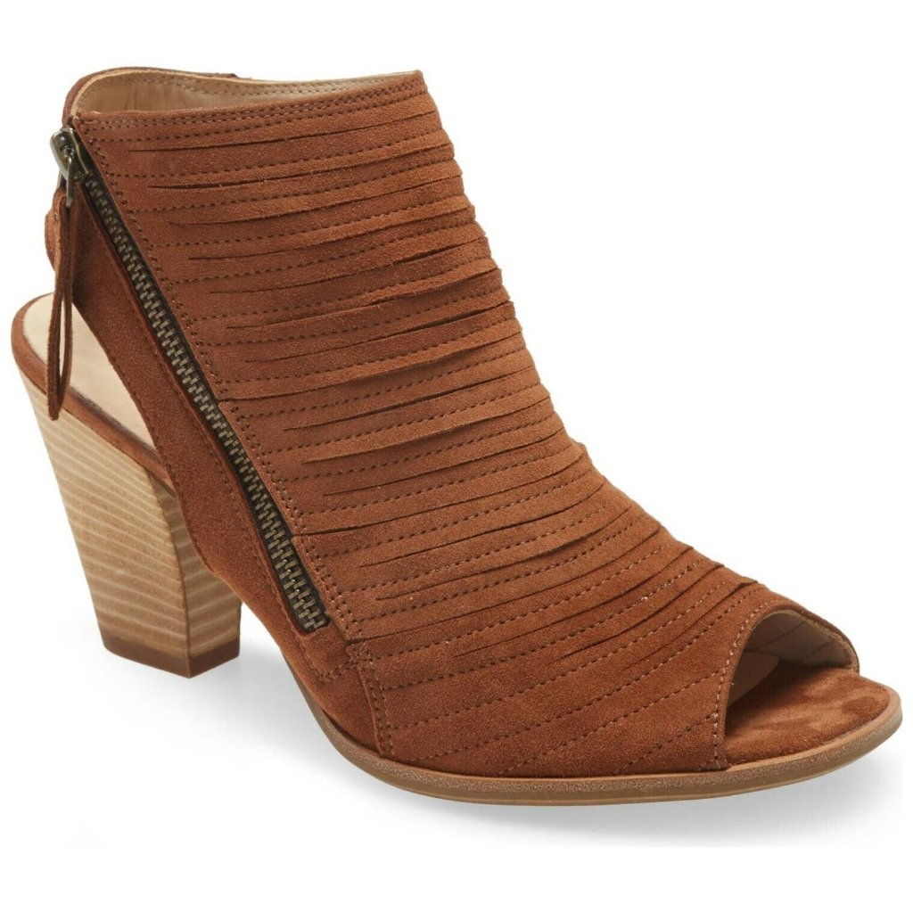 $400+ Paul Green Cayanne Peep Toe Sandal Bootie Toffee Suede 8.5 (Td8)